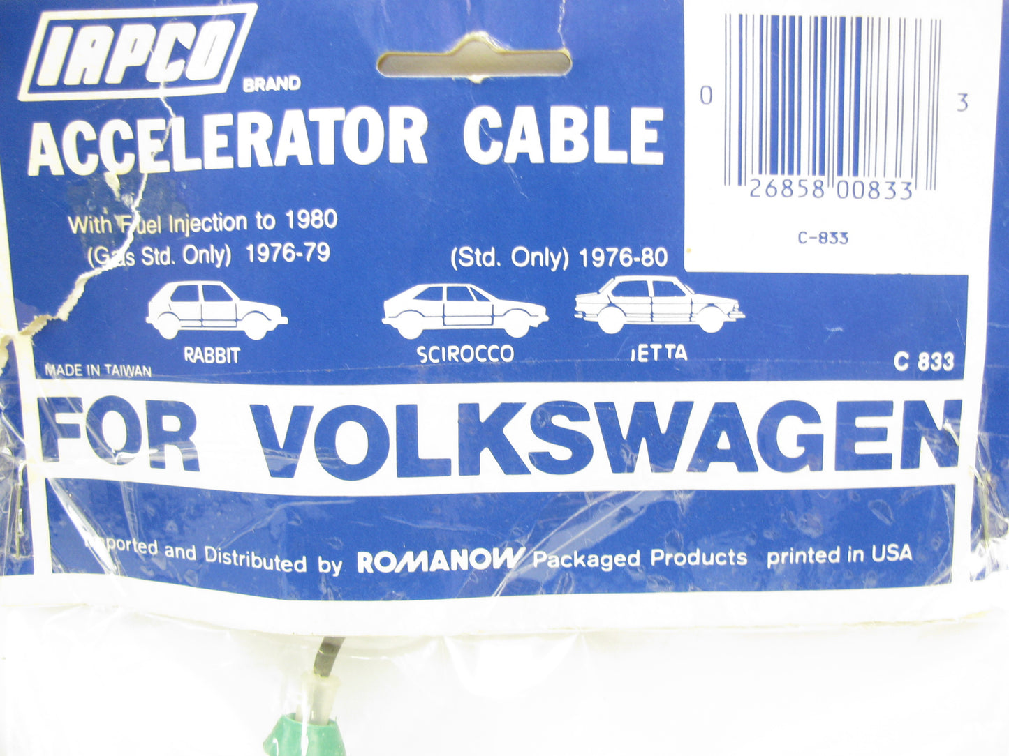 Iapco C-833 Accelerator Gas Throttle Cable For 1977-1984 Volkswagen