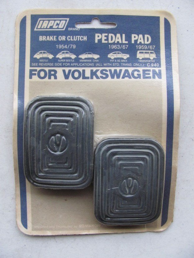 Iapco C940 MANUAL TRANS Brake Clutch Pedal Rubber Pad Covers - 1954-1979 VW Bug