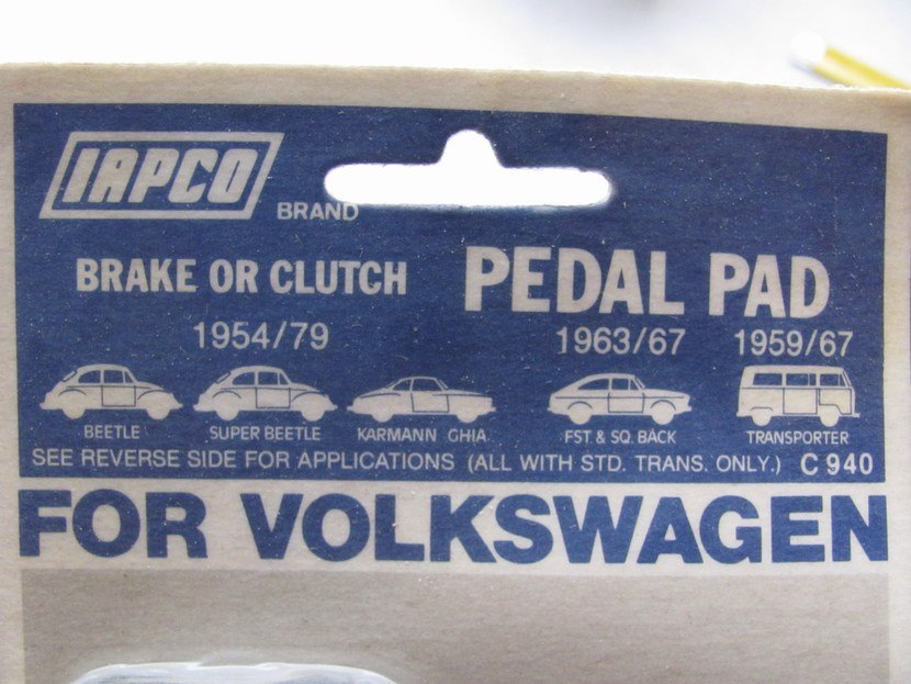 Iapco C940 MANUAL TRANS Brake Clutch Pedal Rubber Pad Covers - 1954-1979 VW Bug
