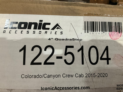 Iconic 122-5104 QuadraStep 4'' Black Side Step Bars 2015-22 Colorado Crew Cab