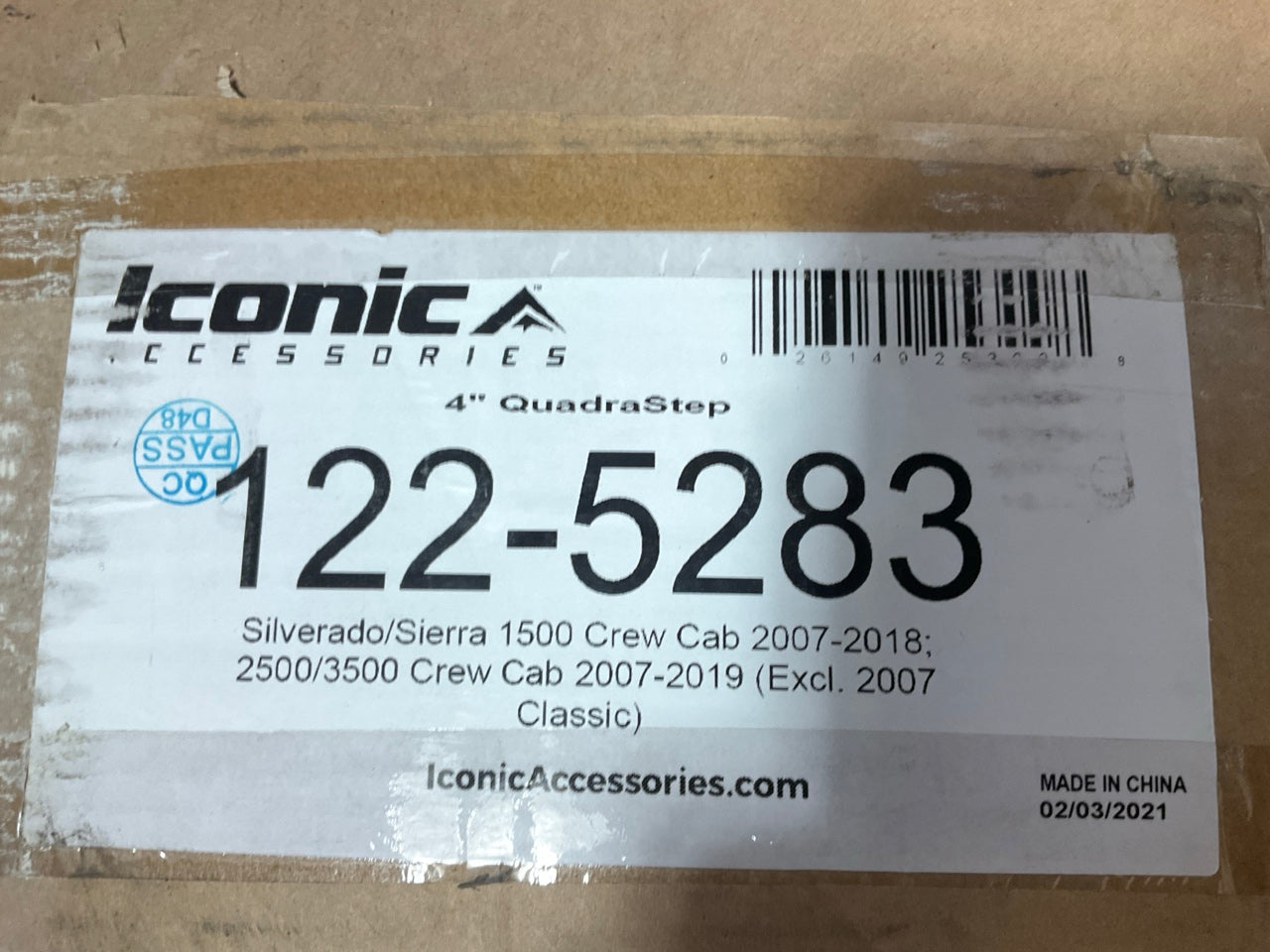 Iconic 122-5283 4'' QuadraStep Black Step Bars 07-19 Silverado 2500 3500 Crew Cab