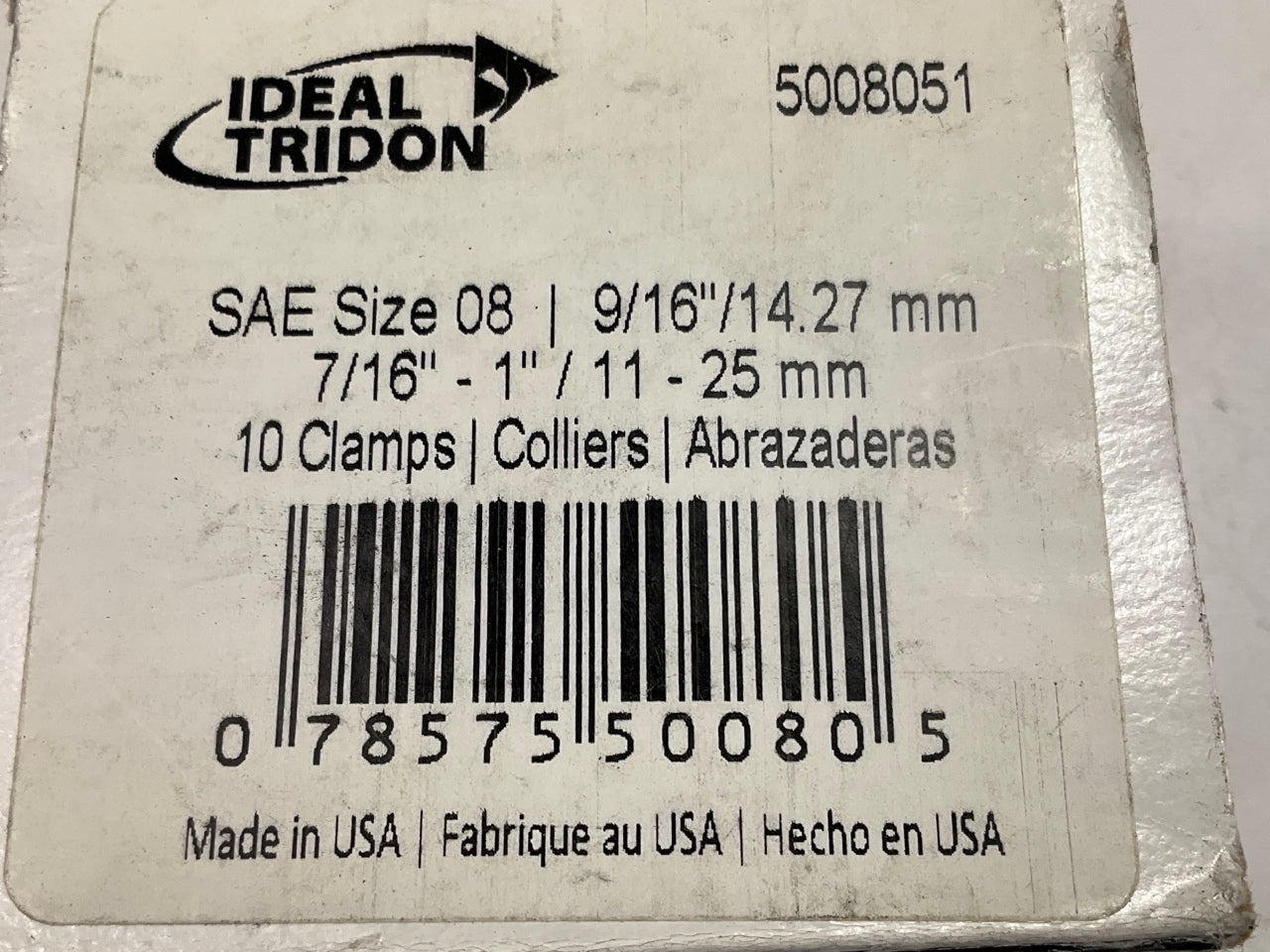 (10) Ideal 5008051 Worm Gear Hose Clamp, SAE Size # 08, 7/16'' To 1''