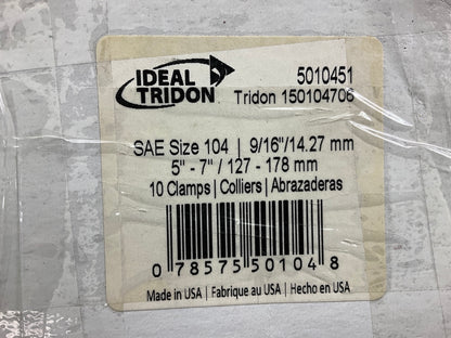 (10) Ideal 5010451 Worm Gear Hose Clamp, SAE Size # 104, 5'' To 7''