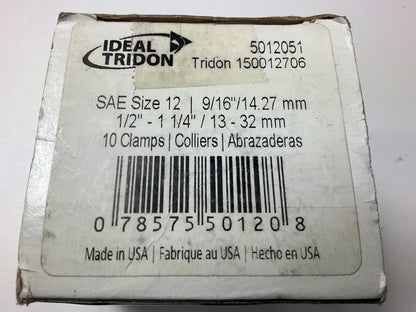 (7) Ideal 5012051 Worm Gear Hose Clamp, SAE Size # 12, 1/2'' To 1-1/4''