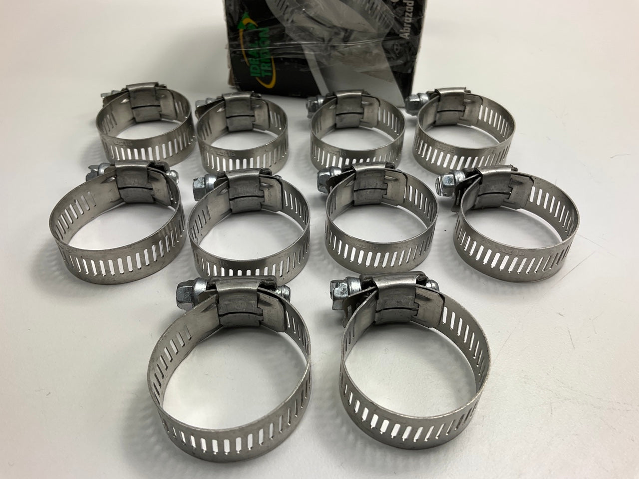 (10) Ideal 5016051 Worm Gear Hose Clamp, SAE Size # 16, 11/16'' To 1-1/2''