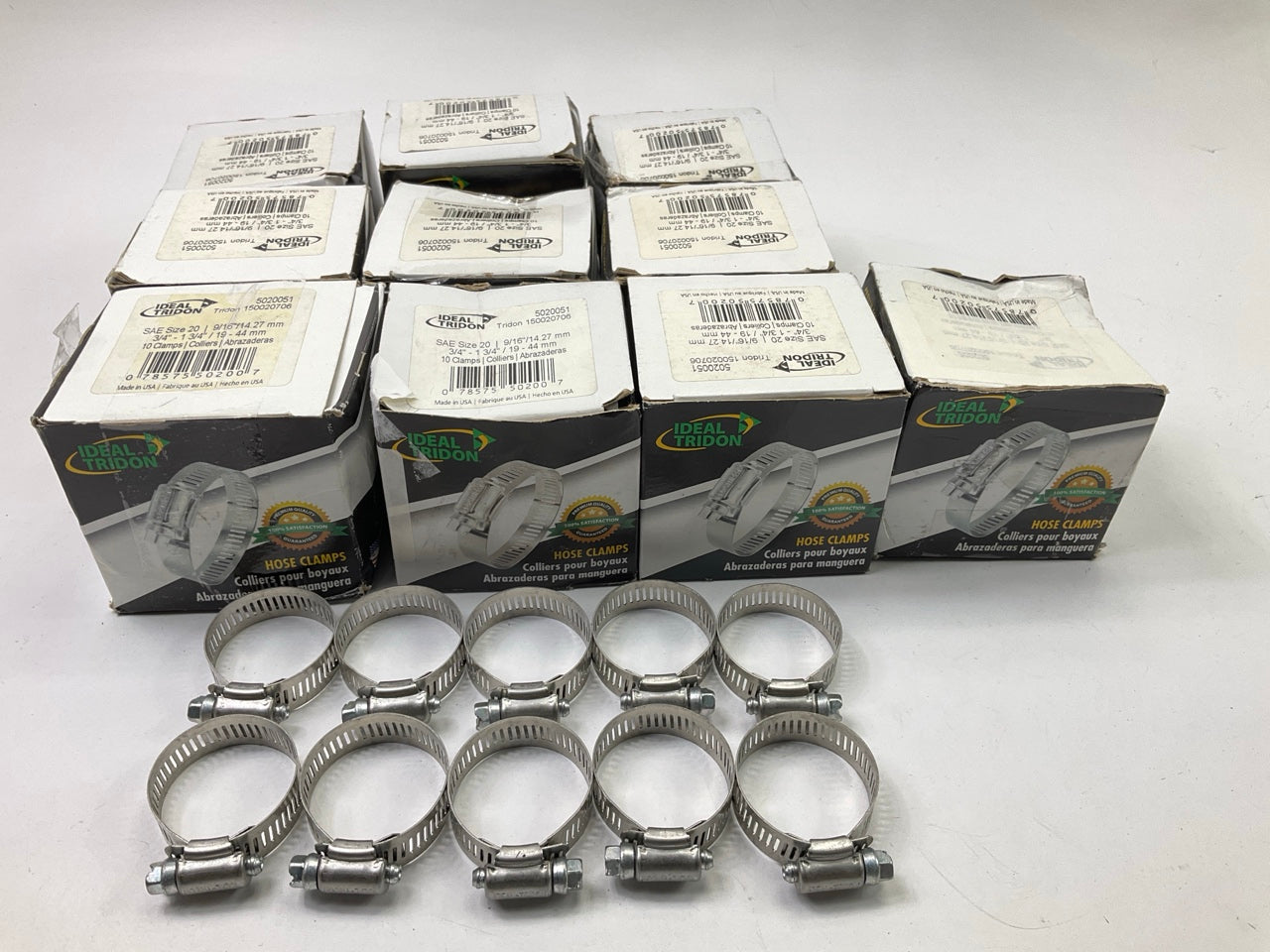 (100) Ideal 5020051 SS Hose Clamps, SAE Size # 20, 3/4'' To 1-3/4'' Clamping Range