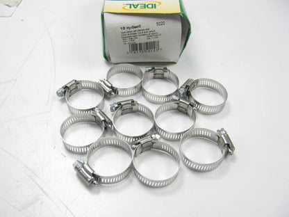 (10) Ideal 5020 SAE #20 Stainless Steel 3/4'' - 1-3/4'' Worm Gear Hose Clamps 9/16