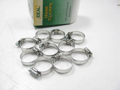 (10) Ideal 5020 SAE #20 Stainless Steel 3/4'' - 1-3/4'' Worm Gear Hose Clamps 9/16