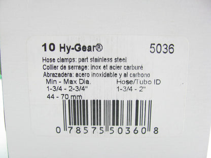 (10) Ideal 5036 Hy-Gear Hose Clamp Set 1-3/4'' - 2-3/4'' 44mm - 70 Mm