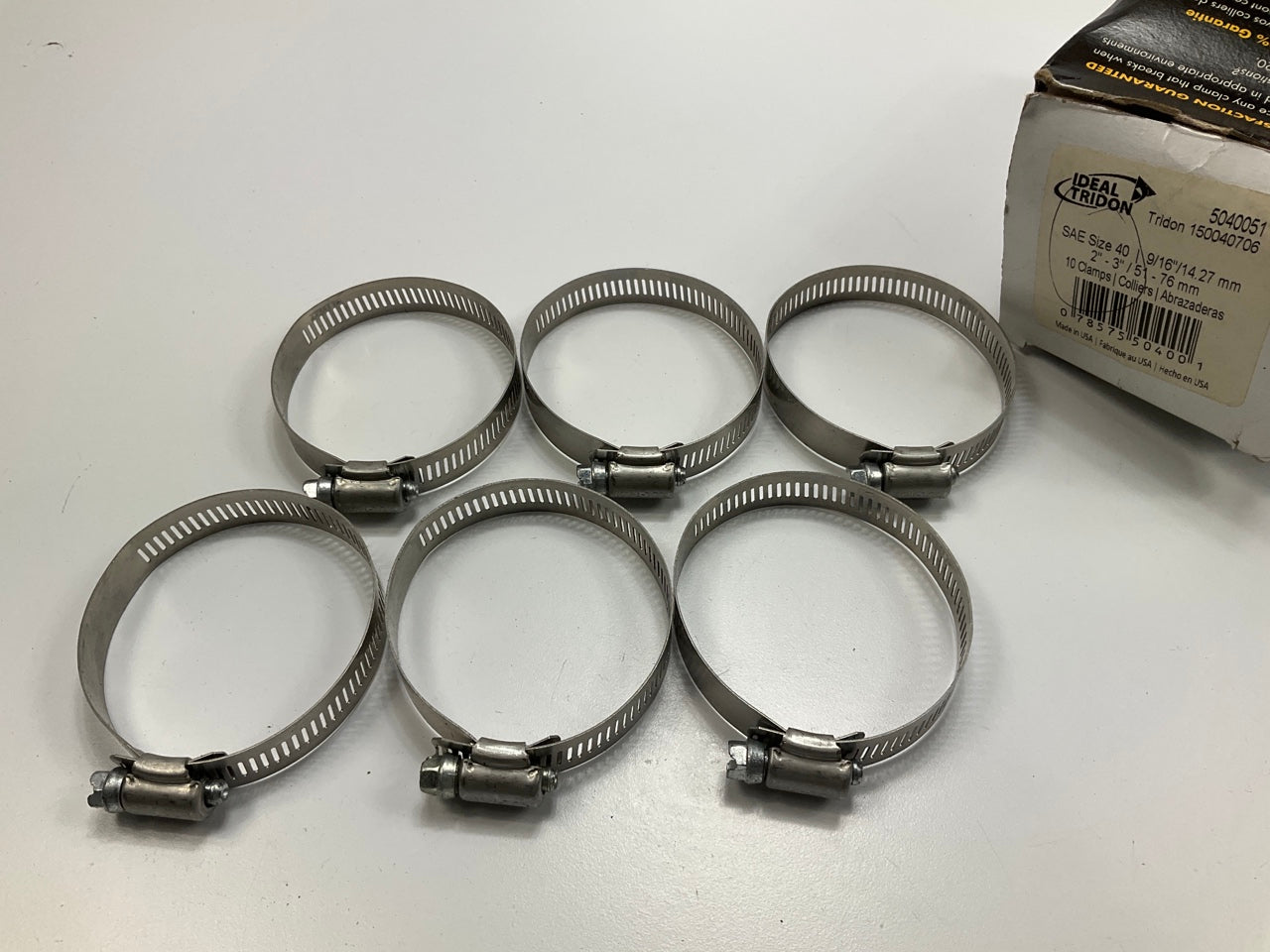 (6) Ideal 5040051 Hose Clamps, SAE Size 40, Clamping Range: 2''-3'' (51mm-76mm)