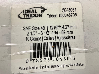 (10) Ideal 5048051 Worm Gear Hose Clamp, SAE Size # 48, 2-1/2'' To 3-1/2''