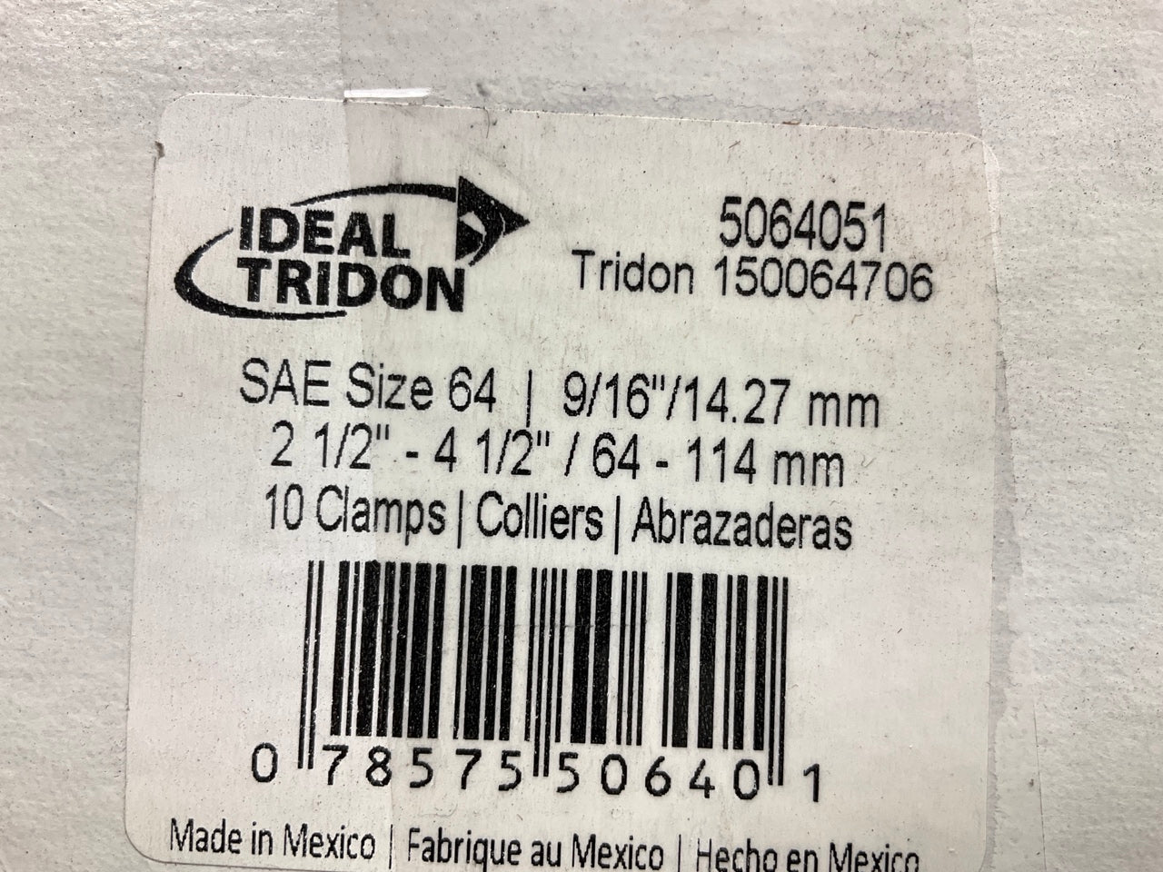 (10) Ideal 5064051 Worm Gear Hose Clamp, SAE Size # 64, 2-1/2'' To 4-1/2''