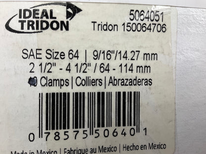 (7) Ideal 5064051 Worm Gear Hose Clamp, SAE Size # 64, 2-1/2'' To 4-1/2''