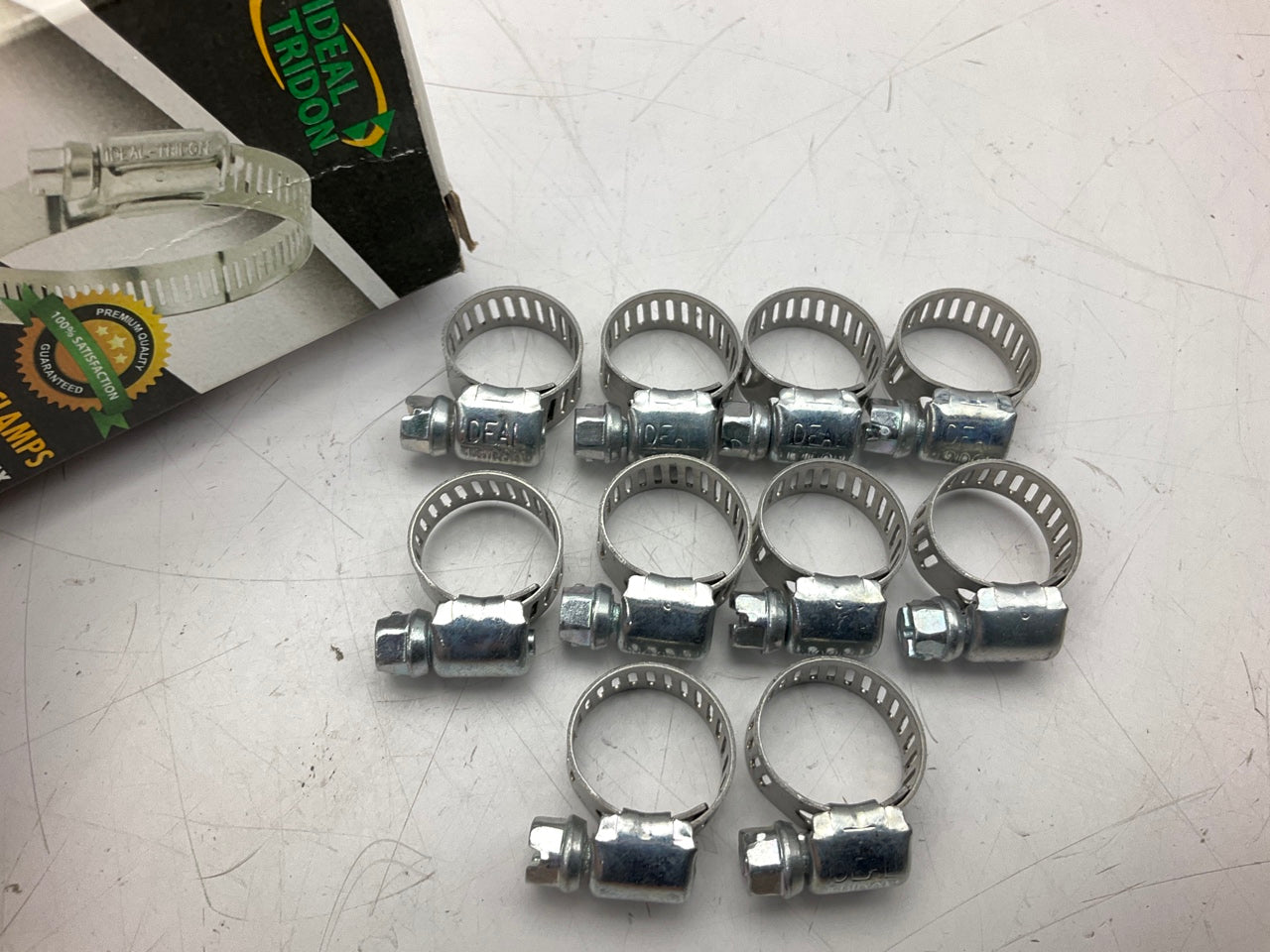 (10) Ideal 5202051 Worm Gear Hose Clamps: SAE Size #4,  5/16'' To 5/8'' Diameter