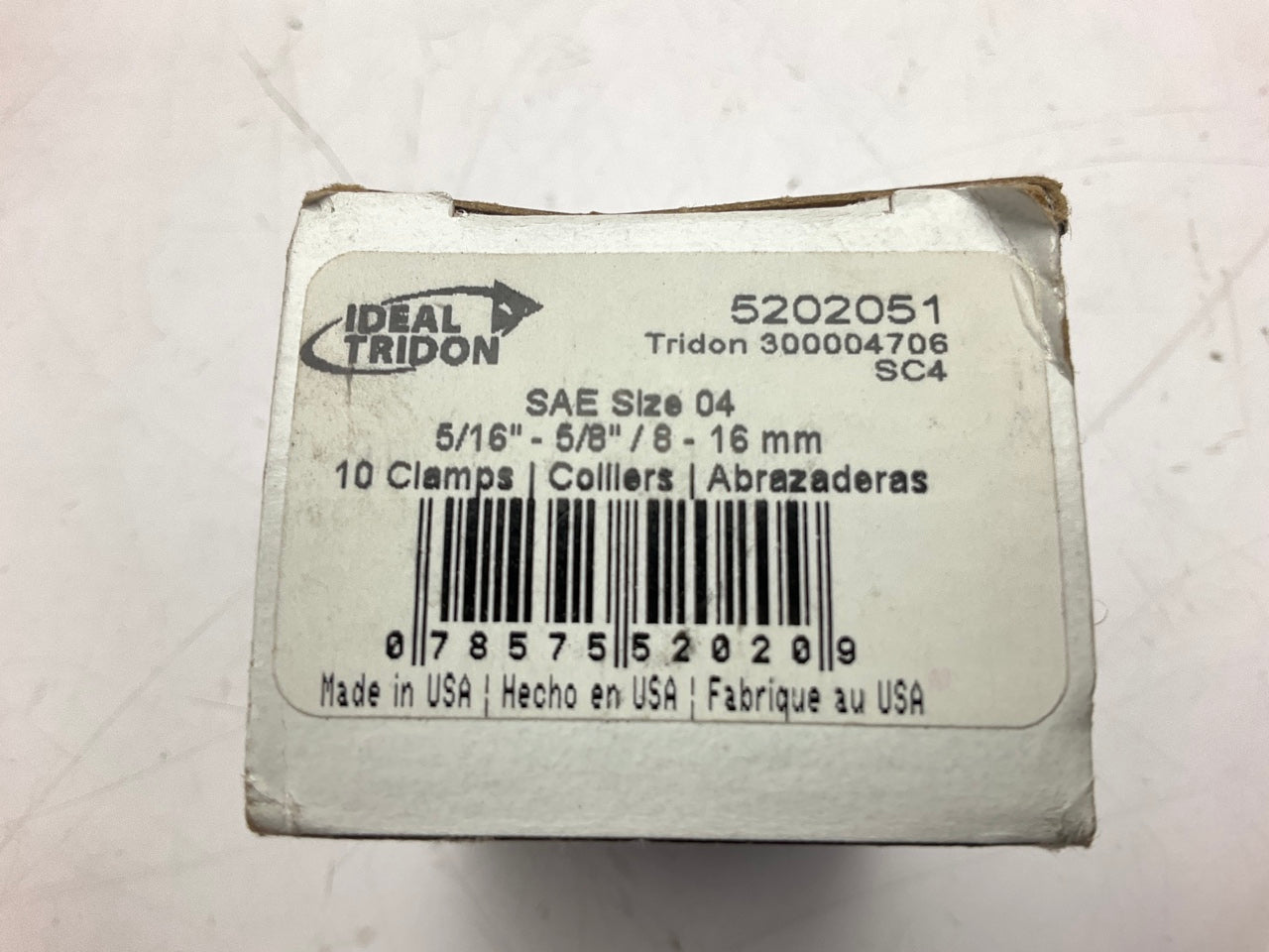 (10) Ideal 5202051 Worm Gear Hose Clamps: SAE Size #4,  5/16'' To 5/8'' Diameter