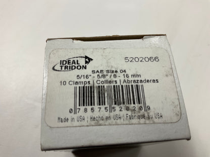 (10) Ideal 5202066 Hose Clamps, SAE Size 04, 5/16-5/8'' (8mm-16mm) Clamping Range