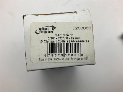 (9) Ideal 5203066 Hose Clamps, 5/16'' - 7/8'' / 8-22 Mm Clamp Range, SAE Size 06