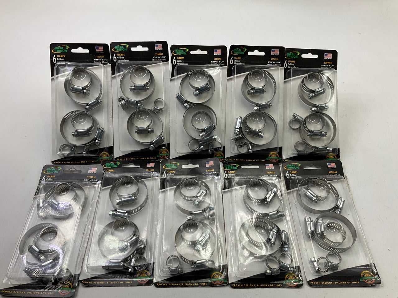10 PACKS - Ideal 5204058 Hose Clamp Assortments, 5/16'' To 2-1/4'', 60 PCs