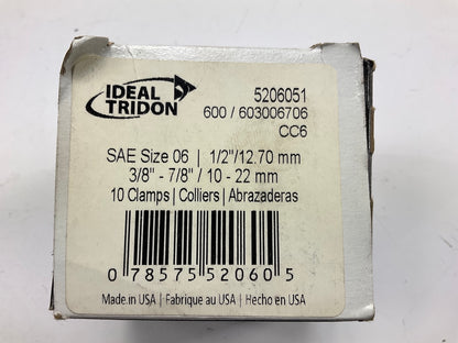 (8) Ideal 5206051 Worm Gear Hose Clamp, SAE Size # 06, 3/8'' To 7/8''