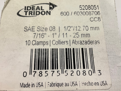 (7) Ideal 5208051 Worm Gear Hose Clamp, SAE Size # 08, 7/16'' To 1''