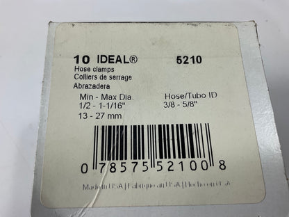 (10) Ideal Tridon 5210 Worm Gear Hose Clamp 1/2'' Wide, 1/2'' To 1-1/8'' SAE #10