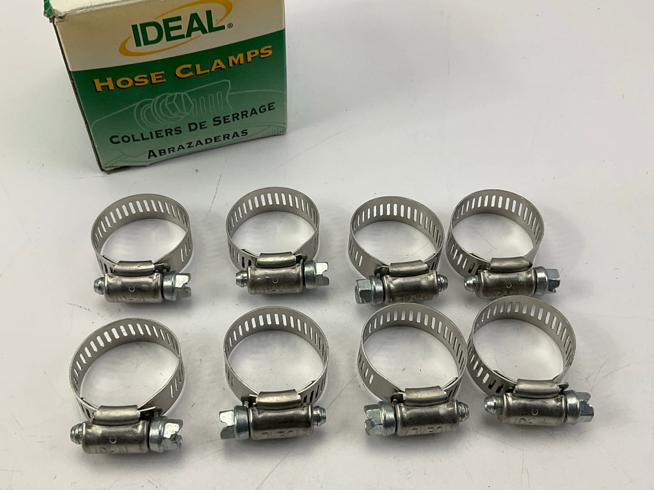 (8) Ideal 5212 Worm Gear Hose Clamps SAE # 12 Size - 1/2'' - 1-1/4'' Diameter