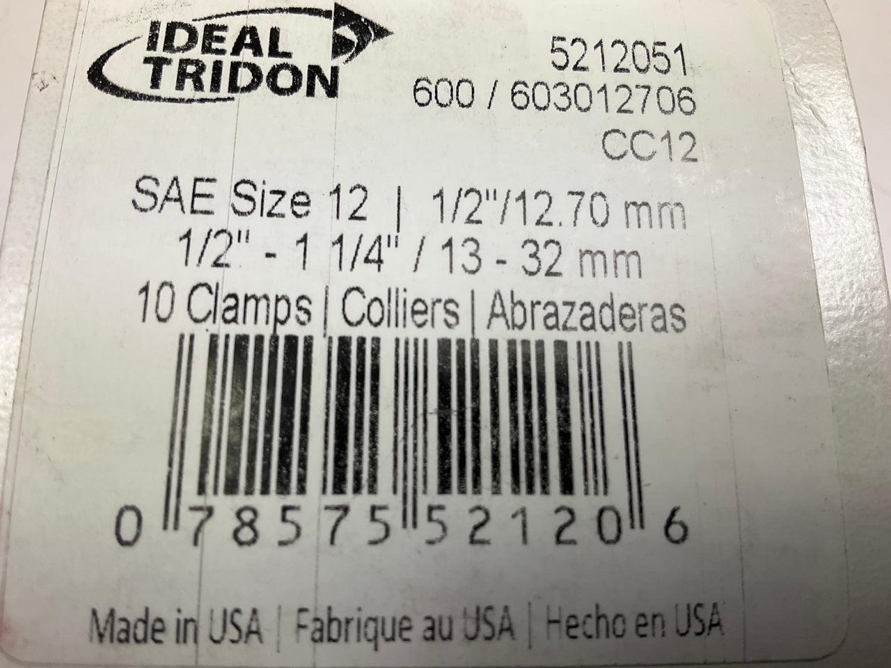 (10) Ideal 5212051 Worm Gear Hose Clamp, Size 12, 1/2'' - 1-1/4'' - 10 PACK