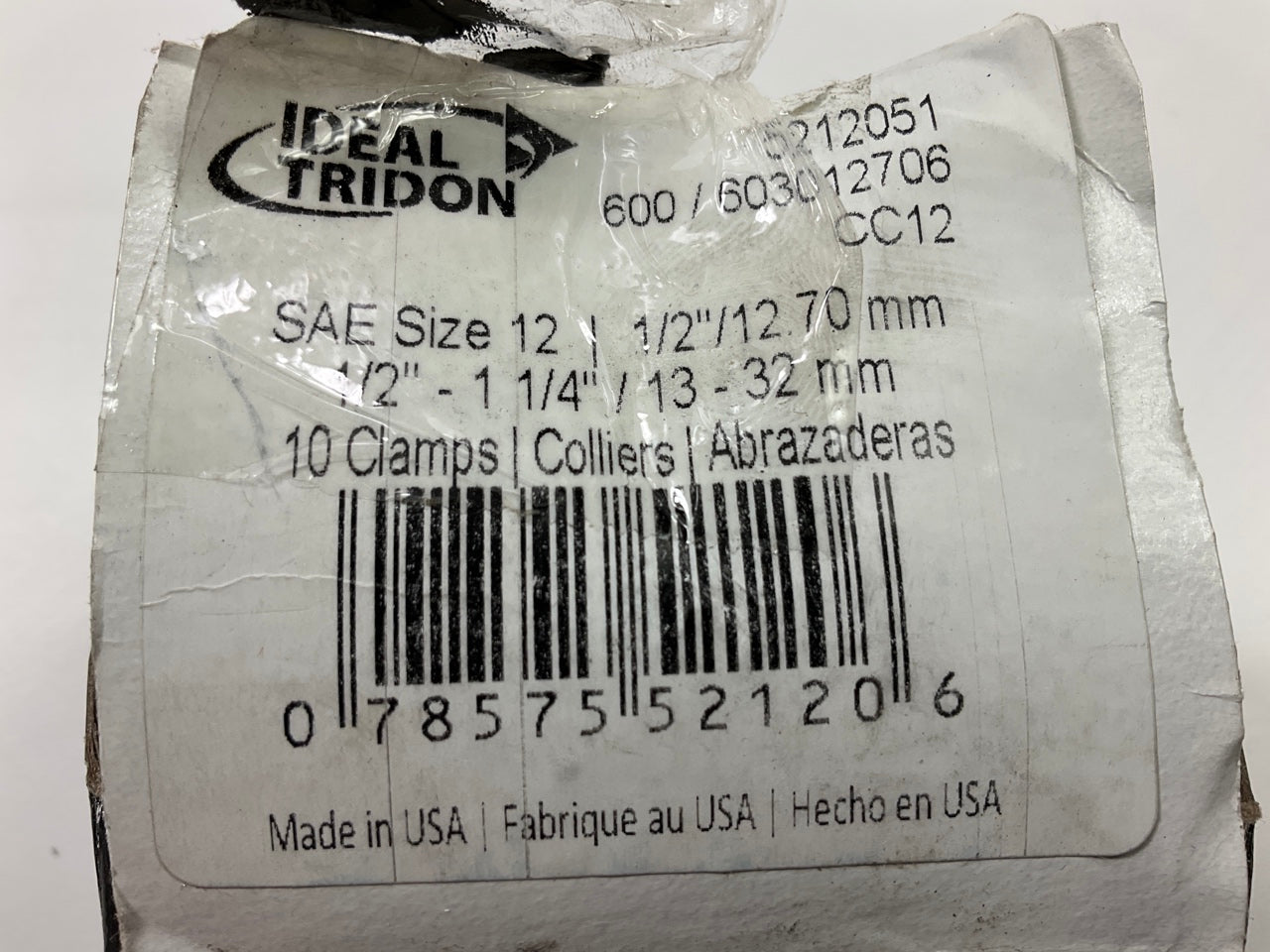 (8) Ideal 5212051 Worm Gear Hose Clamp, SAE Size # 12, 1/2'' To 1-1/4''