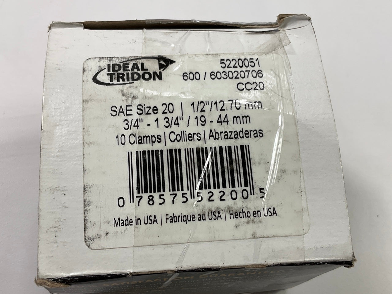 (10) Ideal 5220051 Worm Gear Hose Clamps, SAE Size # 20,  3/4'' To 1-3/4''