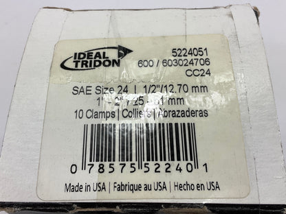 (9) Ideal 5224051 Hose Clamps,  SAE Size 24, 1'' To 2'' Clamping Range