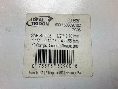 (10) Ideal 5296051 Worm Gear Hose Clamp, SAE Size # 96, 4-1/2'' To 6-1/2''