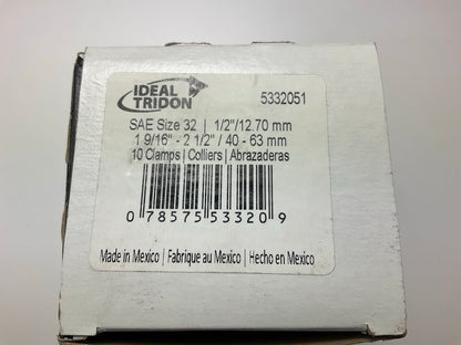 (10) Ideal 5332051 Worm Gear Hose Clamp, SAE Size # 32, 1-9/16'' To 2-1/2''