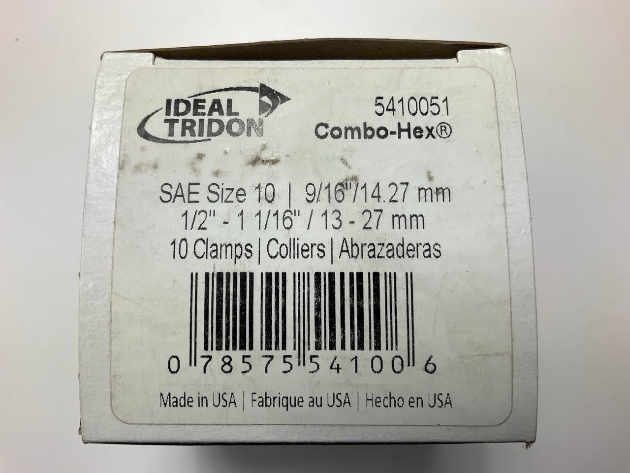 (10) Ideal 5410051 Worm Gear Hose Clamp, SAE Size # 10, 1/2'' To 1-1/16''