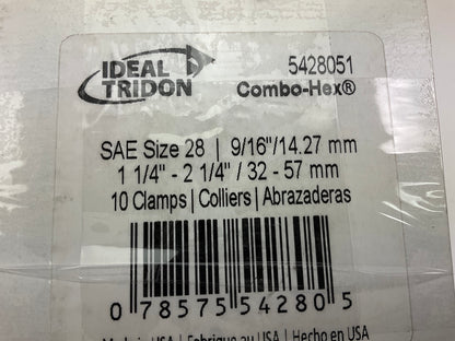 (10) Ideal 5428051 Hose Clamps 9/16'' X 1-1/4''-2-1/4'' SAE Size 28