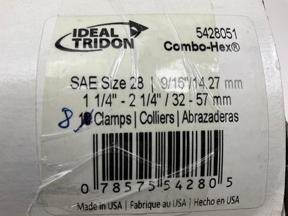 (8) Ideal 5428051 Hose Clamps 9/16'' X 1-1/4''-2-1/4'' SAE Size 28