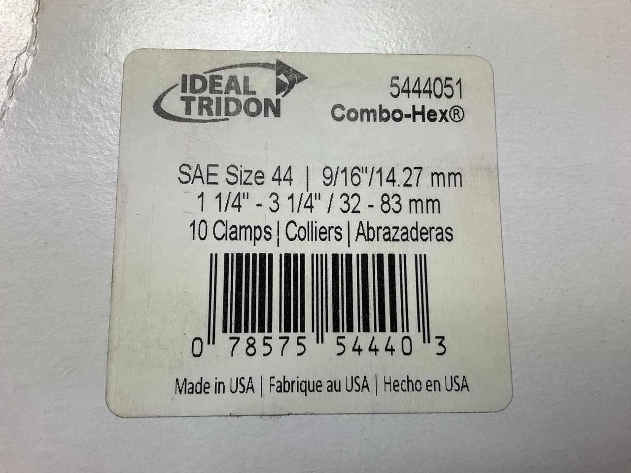 (10) Ideal 5444051 Worm Gear Hose Clamp, SAE Size # 44, 1-1/4'' To 3-1/4''