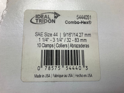 (10) Ideal 5444051 Worm Gear Hose Clamp, SAE Size # 44, 1-1/4'' To 3-1/4''