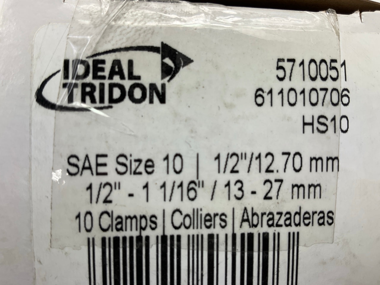 (10) Ideal 5710051 SAE Size 10, 1/2'' To 1-1/16'' Diameter Hose Clamps