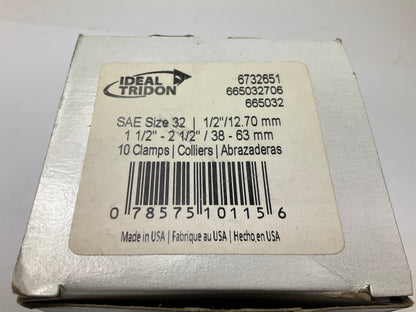 (10) Ideal 6732651 Hose Clamps Stainless Steel, 1-1/2'' - 2-1/2'' Clamping Range