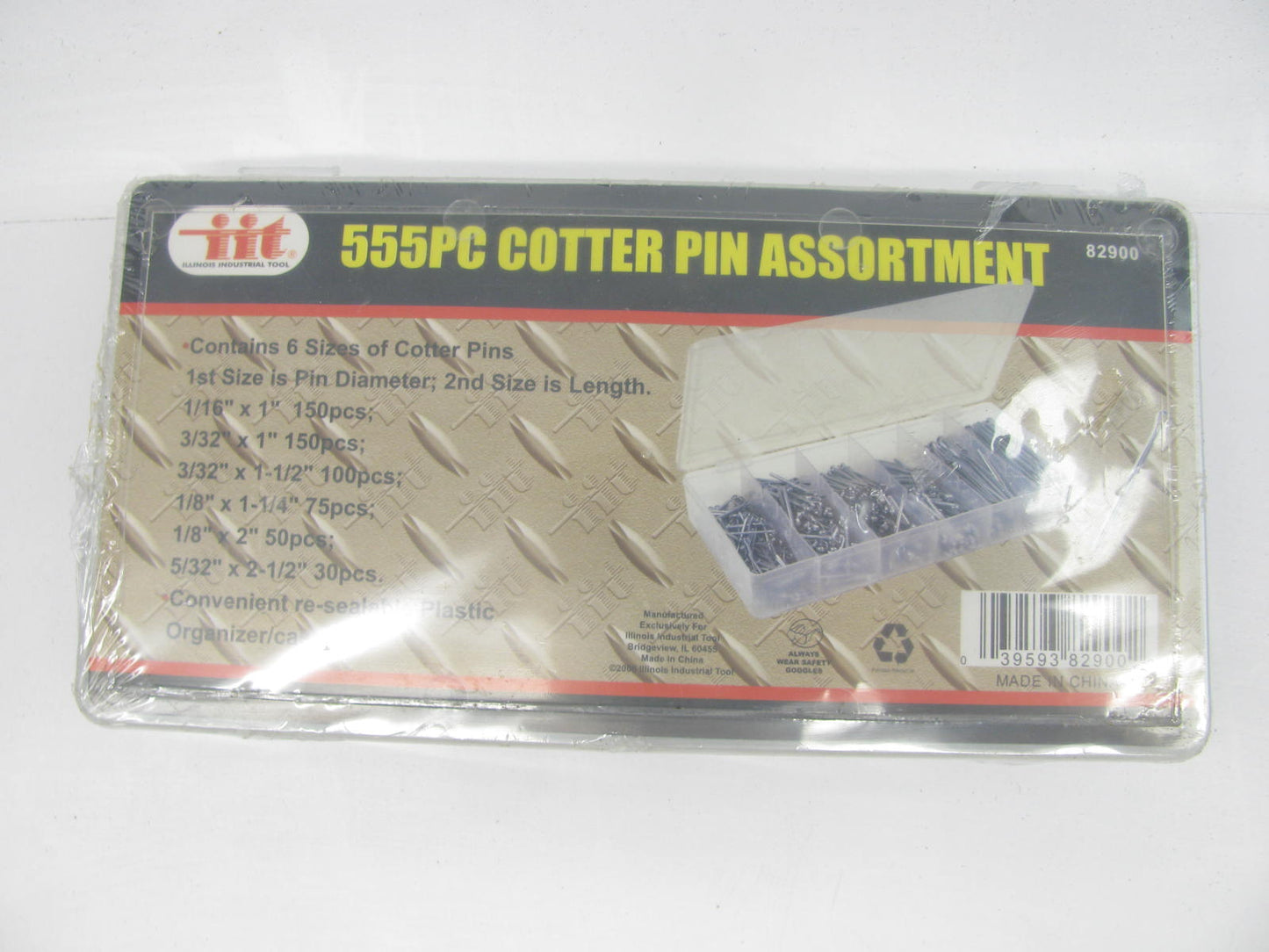 555 PIECES - IIT 82900 For Cotter Pin Assortment With Storage Box