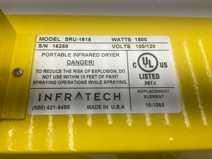Infratech 14-1000 Portable Infrared Paint Curing Paint Drying Lamp - 1500 Watt