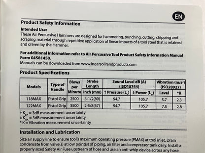 Ingersoll Rand 123MAX Vibration Reduced Round Barrel Air Hammer