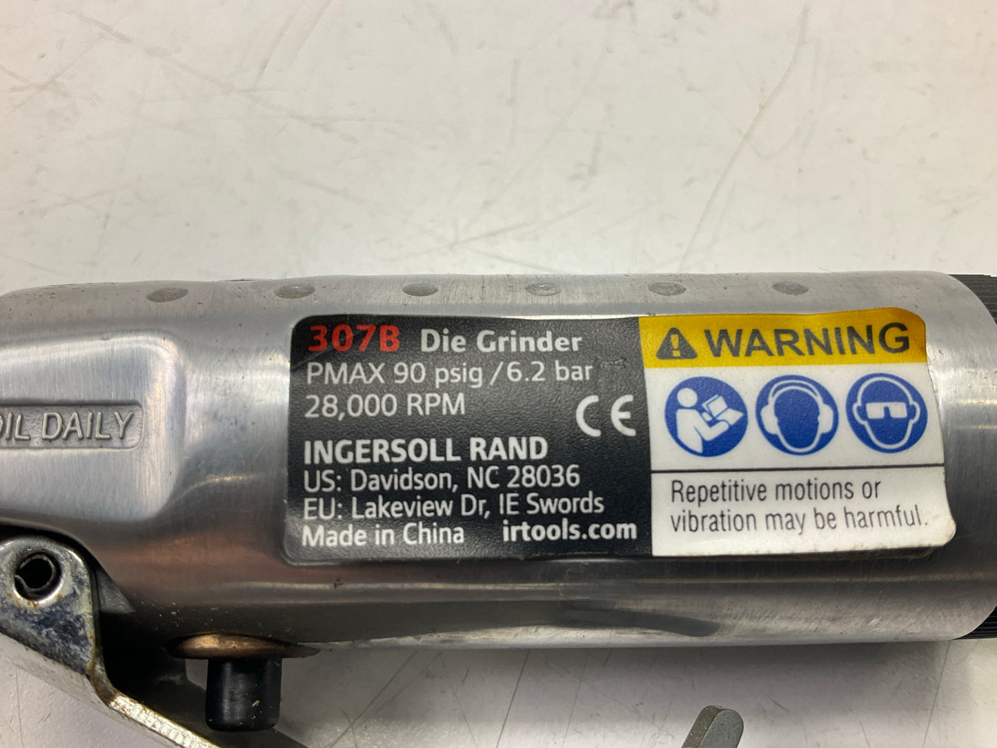 Ingersoll Rand 307B 1/4'' Air Die Grinder, Straight, 28,000 RPM, 0.25 HP