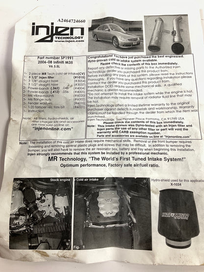 Injen SP1991P Cold Air Intake System For 2006-2008 INFINITI M35