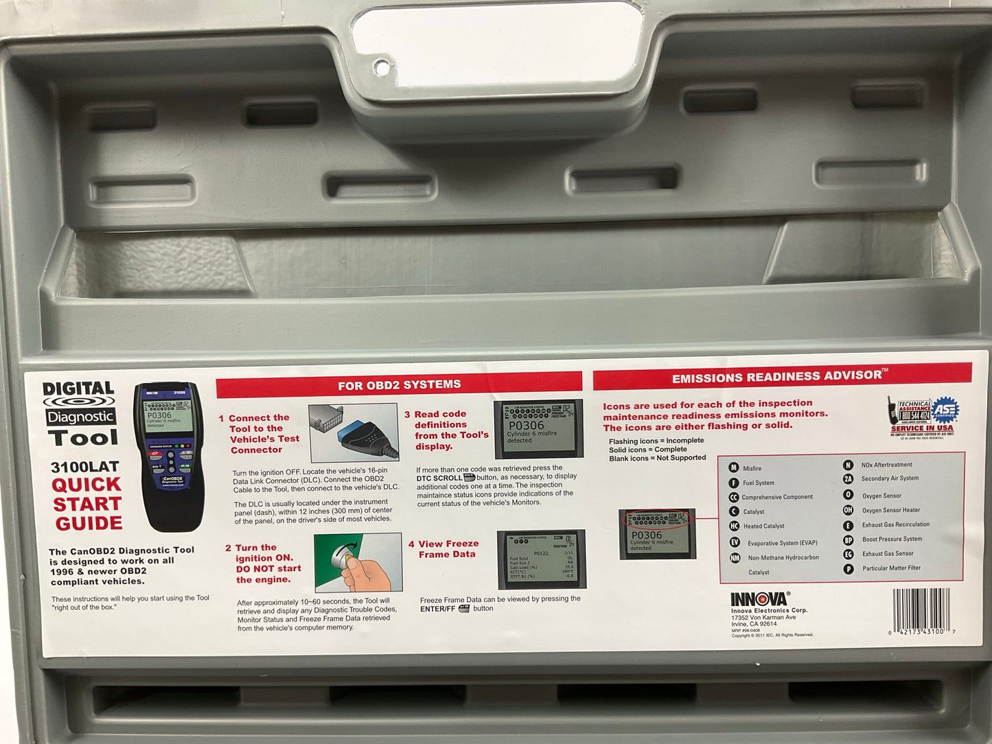 USED, GOOD Innova 3100LAT OBD2 Diagnostic Code Scanner Reader OBDII Full Size