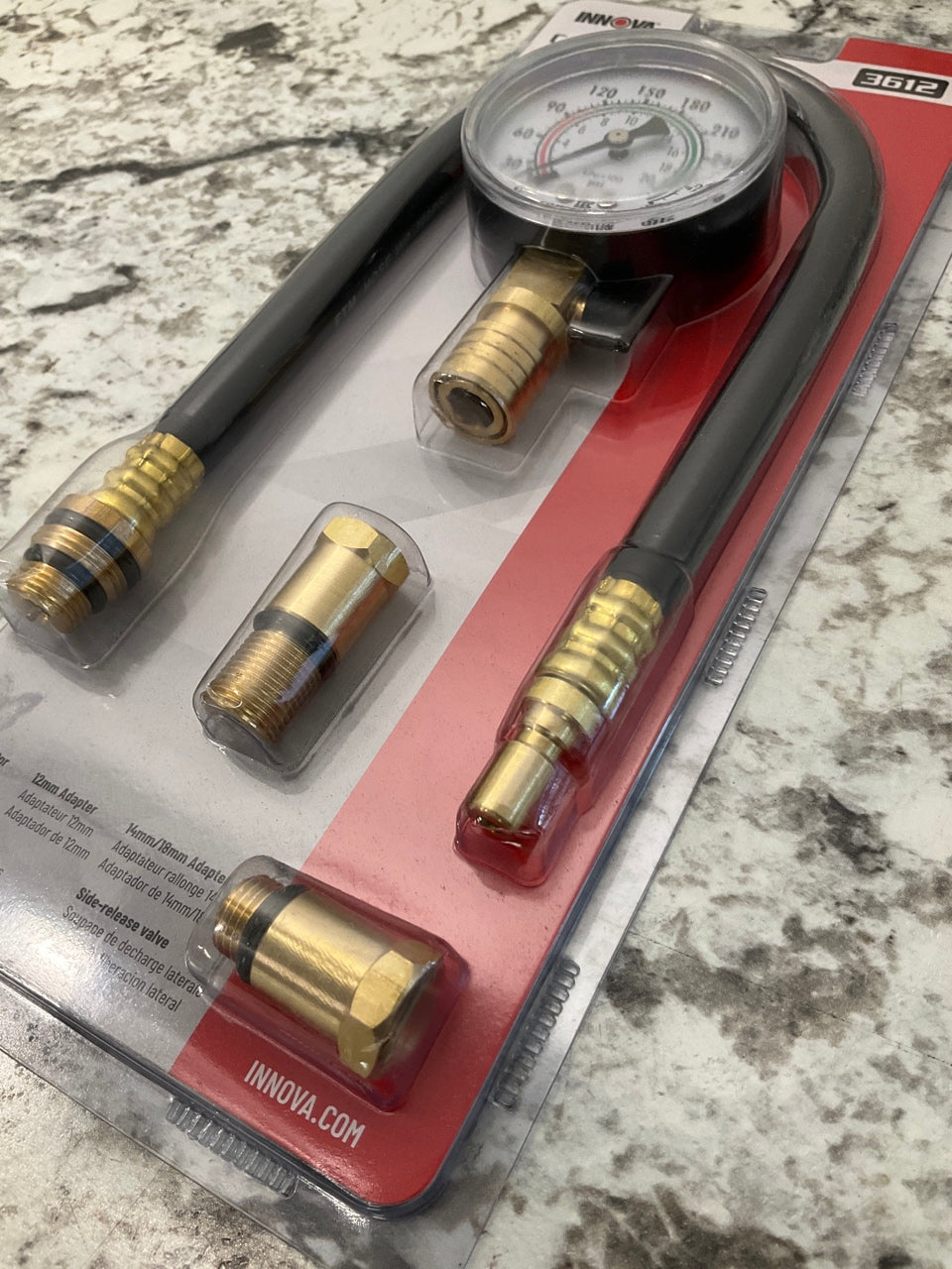 Innova 3612 Compression Tester PSI Pressure Gauge Reader Hose 4 Piece Kit