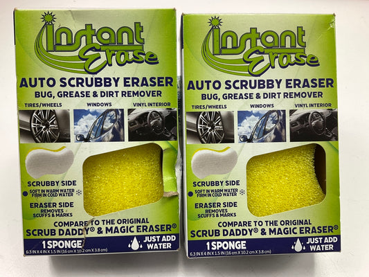 (2) Instant Erase SSE101 Scrubby S Eraser Sponges - Removes Dirt, Grime & Bugs