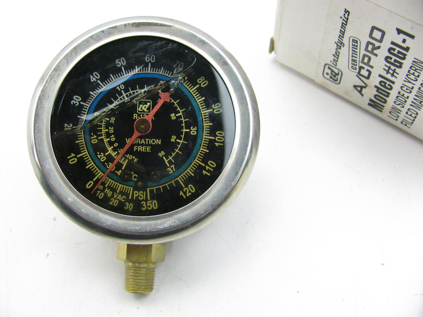 Interdynamics GGL-1 Low Side Glycerin Filled Manifold Gauge 0-250 Psi