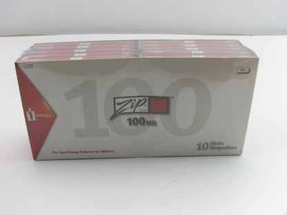 Iomega 100MB Zip Disk SuperFloppy 10 Disk Pack IBM PC Format NEW Factory Sealed