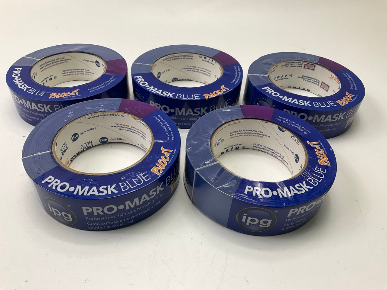 (5) IPG 9532-1.5 Masking Tape 60 Yd X 1.4'' Wide, Blue Fine Crepe Paper Mask Tape